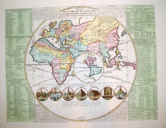 CHATELAIN, H.A., Plan de l\'Histoire universelle, oulon voit les quatre Monarchies du Monde, et tous les Ancien Etats aussi bien que ceux qui subsistent aujourdhuy. , antique map, old maps