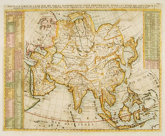 CHATELAIN,H., Nouvelle carte de l'Asie avec des tables.., antique map, old maps