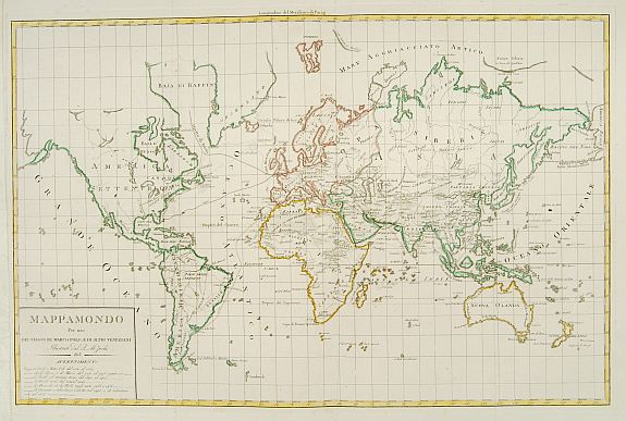 ZURLA,P.Ab., Mappamondo per usi dei viaggi di Marco Polo, e di Altri Veneziani., antique map, old maps