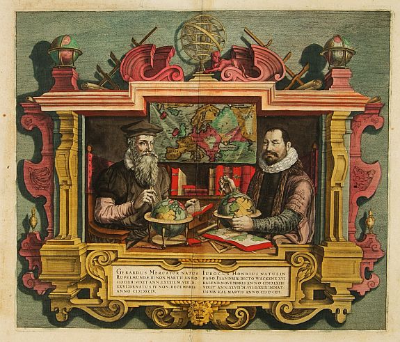 HONDIUS,J., Portrait of Gerard Mercator and Jodocus Hondius., antique map, old maps