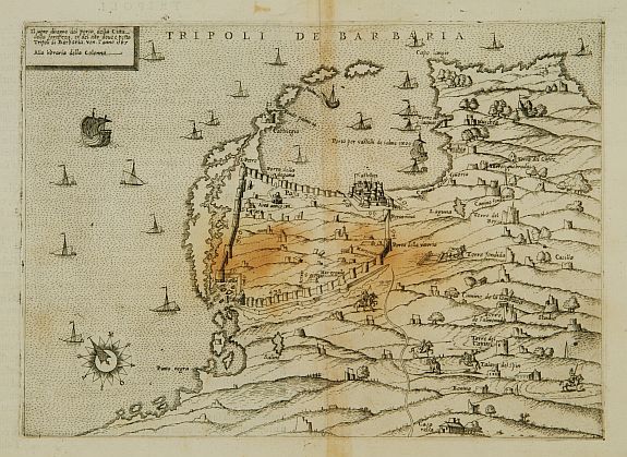 FURLANI,P. / ZALTIRIE,B., [Tripoli] Il vero disegno del porto,della citta, della fortezza, et del sito doue e posta Tripoli di Barbaria., antique map, old maps