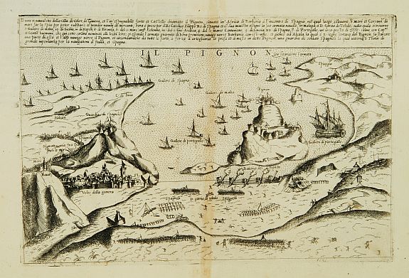 FURLANI,P. / ZALTIRIE,B., [Velez de la Gomera] Il vero natural sito della Villa di Velez de Gomera, et l'in' espugnabile forte et castello chiamato il Pignon, situato in Africa di Barbaria .., antique map, old maps