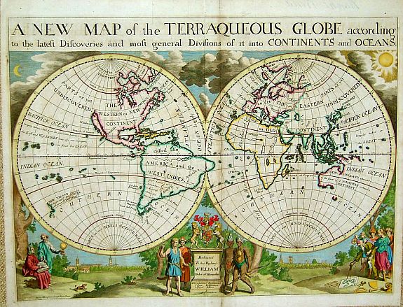 WELLS,E., A New Map of the Terraqueous Globe According to the Latest Discoveries .., antique map, old maps