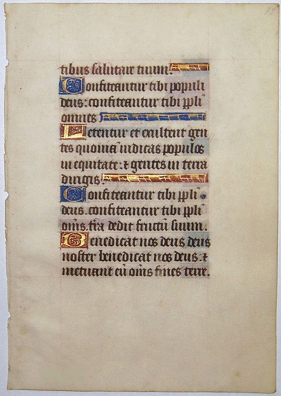 BOOK OF HOURS, Leaf on vellum from a manuscript Book of Hours., antique map, old maps