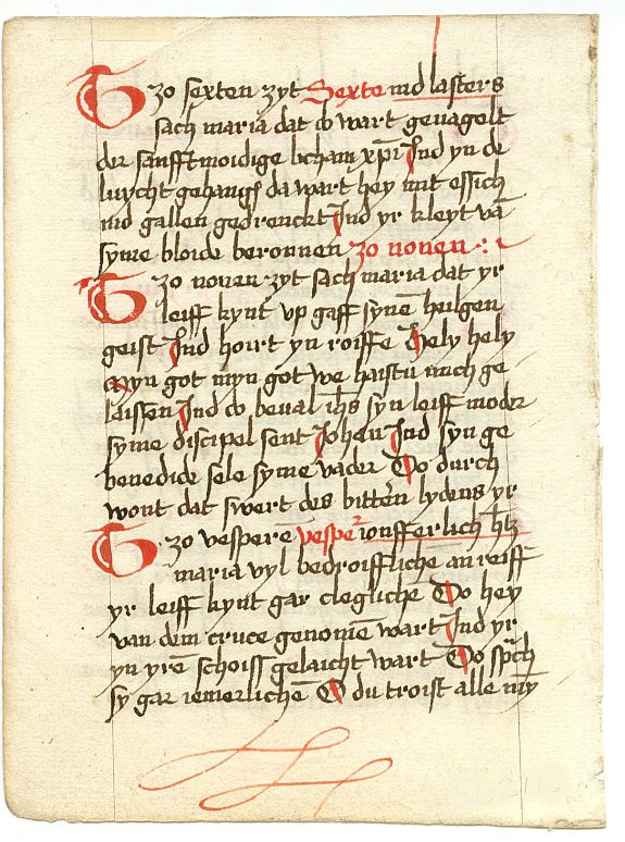BOOK OF HOURS, Leaf on paper from a manuscript Book of Hours., antique map, old maps