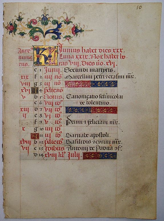 BOOK OF HOURS, Leaf on vellum from an Italian manuscript Book of Hours., antique map, old maps