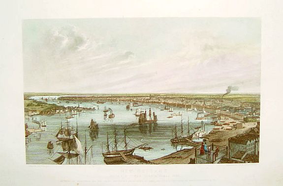 Smith Brothers & Company, with J.W. Hill as artist, New Orleans from the Lower Cotton Press, antique map, old maps