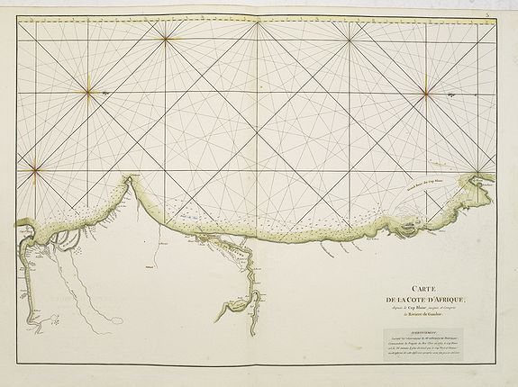 D'APRES DE MANNEVILLETTE., Carte de la Côte d'Afrique depuis le Cap Blanc jusques et Compris la Rivière de Gambie., antique map, old maps