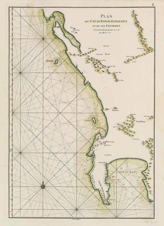 D'APRES DE MANNEVILLETTE., Plan du Cap de Bonne-Espérance et de ses Environs., antique map, old maps