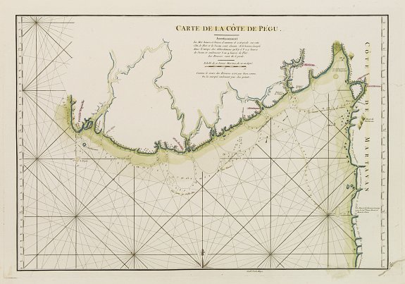 D'APRES DE MANNEVILLETTE., Carte de la Côte de Pégu., antique map, old maps