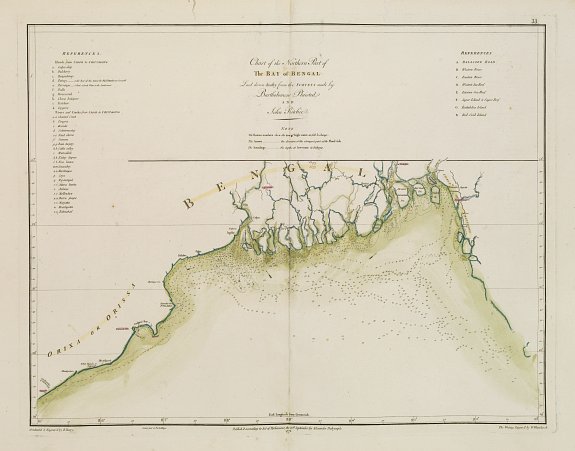 D'APRES DE MANNEVILLETTE., Chart of the Northern Part of the Bay of Bengal.. Plan de la Rivière de Surate., antique map, old maps