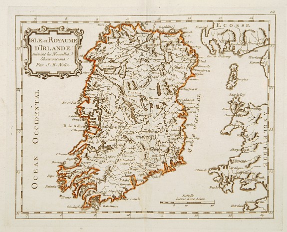 MONDHARE / NOLIN,J.B., Isle et Royaume D'Irlande .., antique map, old maps