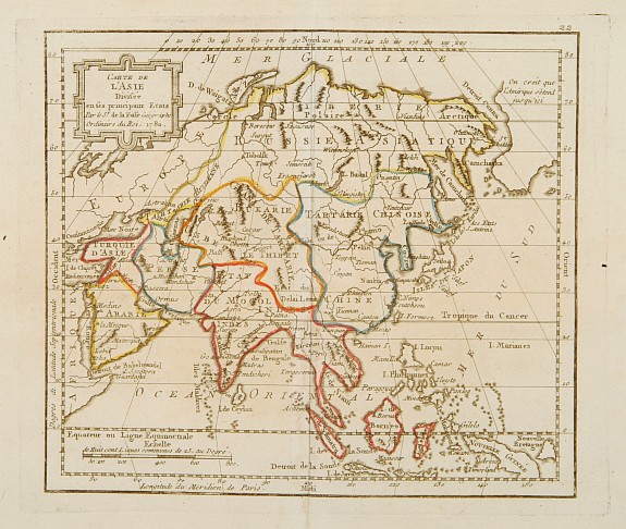 MONDHARE / NOLIN,J.B., Carte de l'Asie Divisée entre Ses principaux Etats .., antique map, old maps