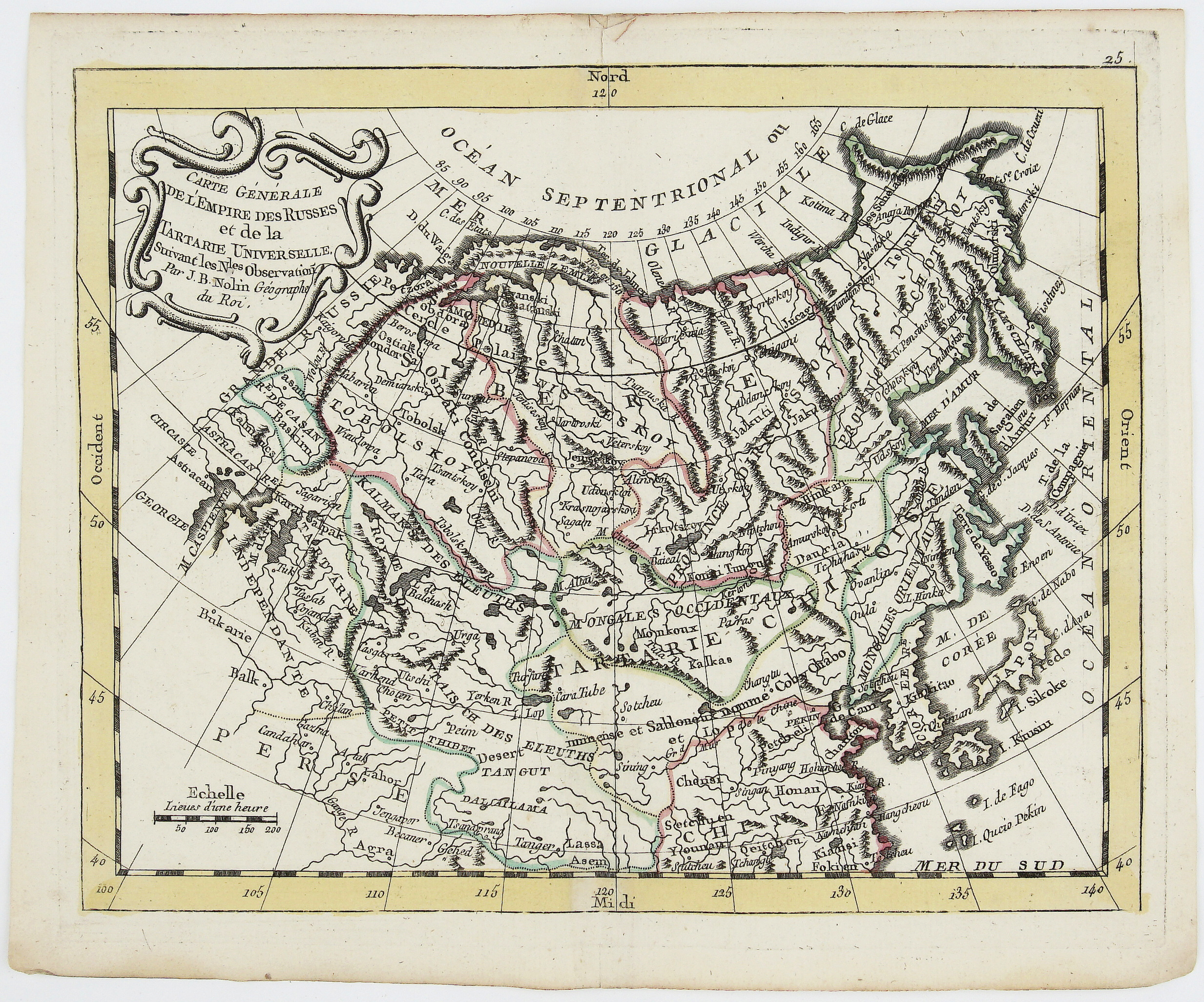 MONDHARE / NOLIN, J.B., Carte Générale de l'Empire des Russes et de la Tartarie Universelle., antique map, old maps