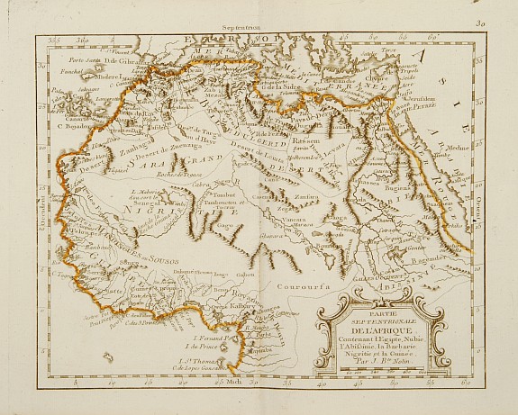 MONDHARE / NOLIN,J.B., Partie Septentrionale de l'Afrique, Contenant l'Egipte, Nubie, l'Abissinie, la Barbarie Nigritie et la Guinée.., antique map, old maps