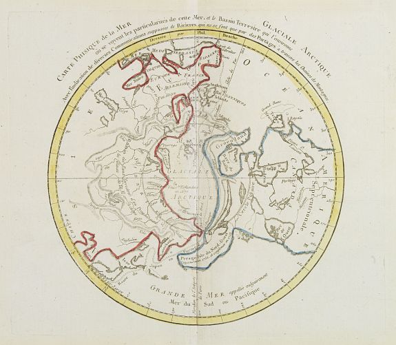 MONDHARE / NOLIN, J.B., Carte Phisique de la Mer Glaciale Arctique. . ., antique map, old maps