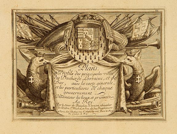 DE BEAULIEU,Ch.,   [Title page] Plans, et Profils des principales villes des Duchez de Lorraine, et de Bar, avec la carte g�n�rale, et les particuli�res de chaque gouvernement., antique map, old maps