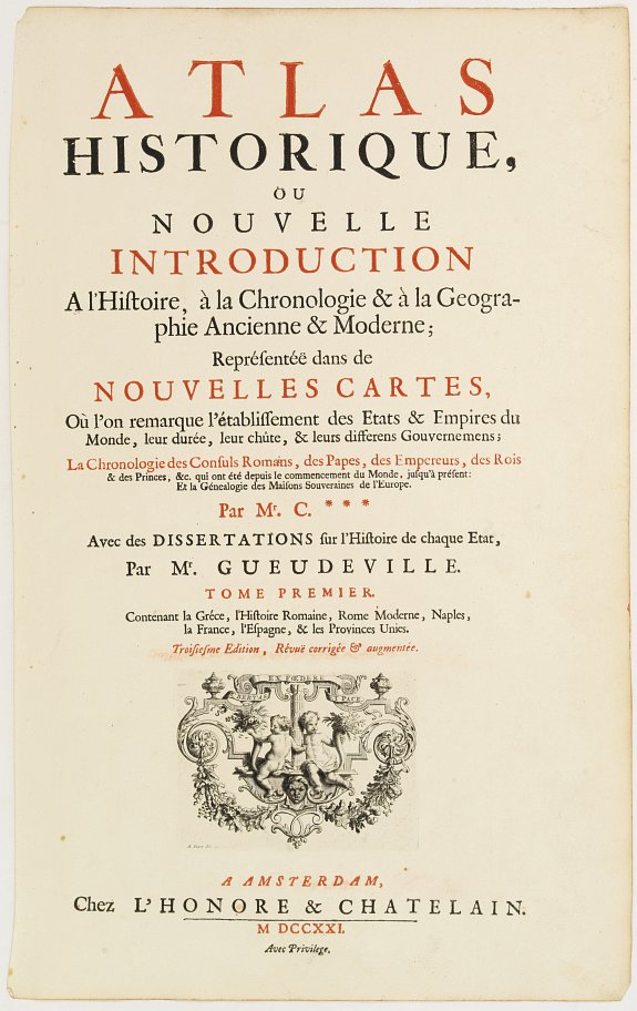 CHATELAIN,H., (Title page) Atlas Historique, ou Nouvelle Introduction à l'Histoire, à la Chronologie.., antique map, old maps