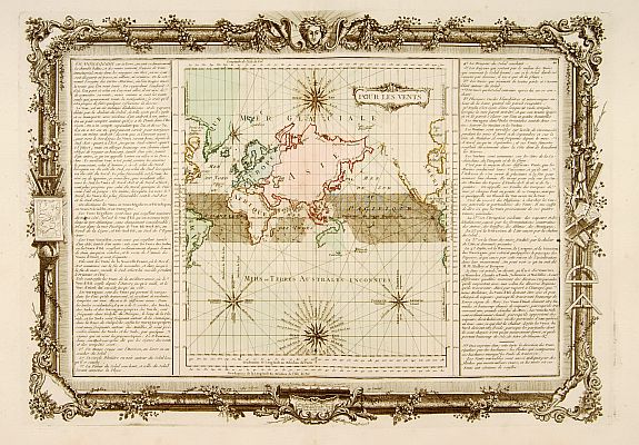 DESNOS,L.C. / DE MORNAS,B., Pour les Vents., antique map, old maps