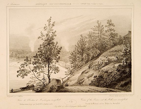 MILBERT, J., Course of the Hudson and the Millsnear Sandy Hill., antique map, old maps