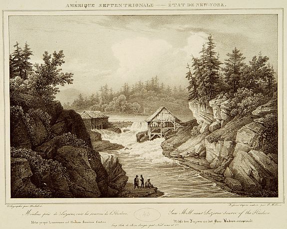 MILBERT, J., Saw Mill near Luzerne source of the Hudson., antique map, old maps