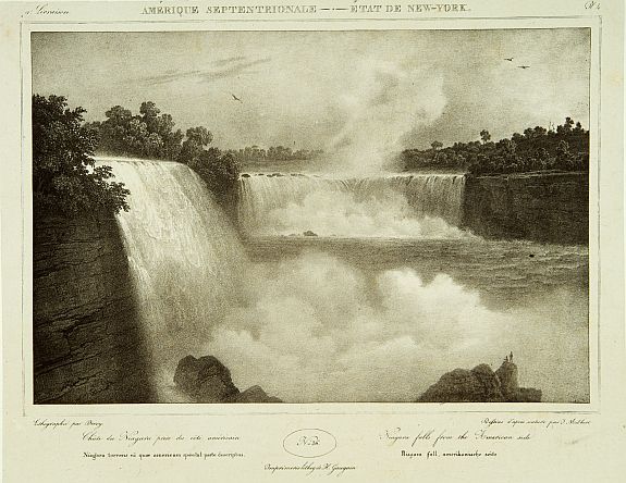 MILBERT,J., Niagara falls from the American side., antique map, old maps