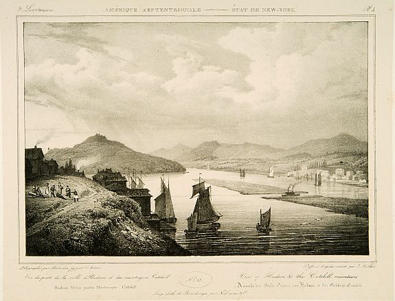 MILBERT, J., View of Hudson & the Castskill mountains., antique map, old maps