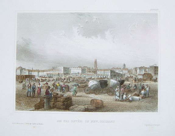A d. Kunstanst, Am Kai (Levee) In New Orleans., antique map, old maps