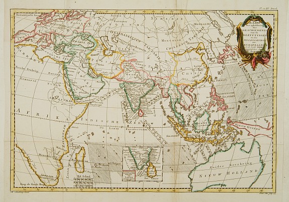 SCHALEKAMP,M., Kaart ter opheldering der geschiedenis.. koophandel.., antique map, old maps