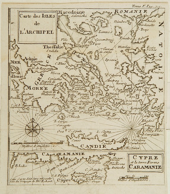 ANONYMOUS, Carte des Isles de l'Archipel. / Cypre et la terre ferme Caramante., antique map, old maps