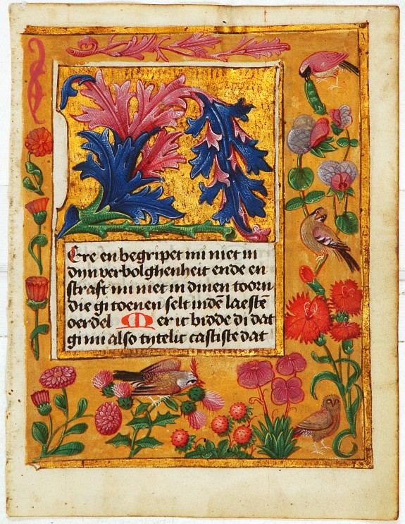 BOOK OF HOURS, Leaf on vellum, from a manuscript book of hours., antique map, old maps