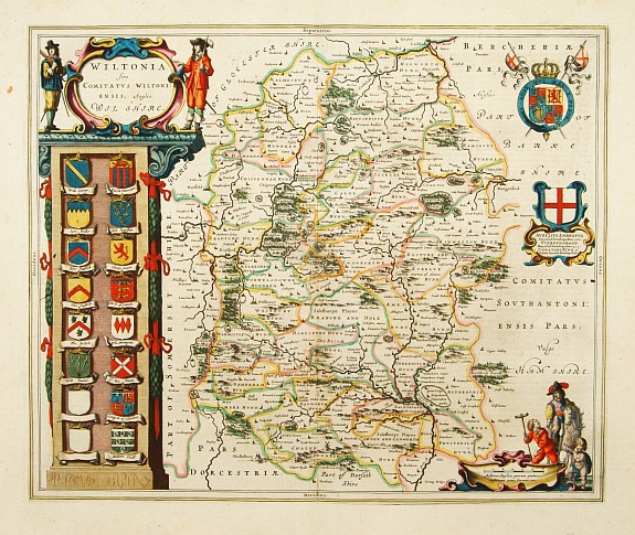 BLAEU,J., Wiltopnia sive comitatus Wiltoniensis, Anglis Wilshire., antique map, old maps