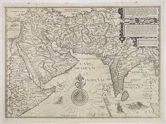 VAN LINSCHOTEN,J.H., Afbeeldinge der custen van Abex, der engte van Mecha.., antique map, old maps