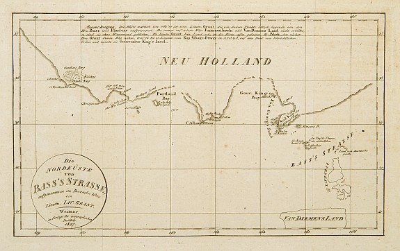 GEOGRAPHEN INSTITUTE, Die Nordküste von Bas's Strasse aufgenomen., antique map, old maps