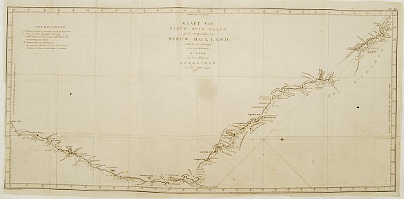 COOK, Captain James./ VAN BAARSEL,C., Kaart van Nieuw Zuid Wales of de oostlijke kust van Nieuw Holland., antique map, old maps