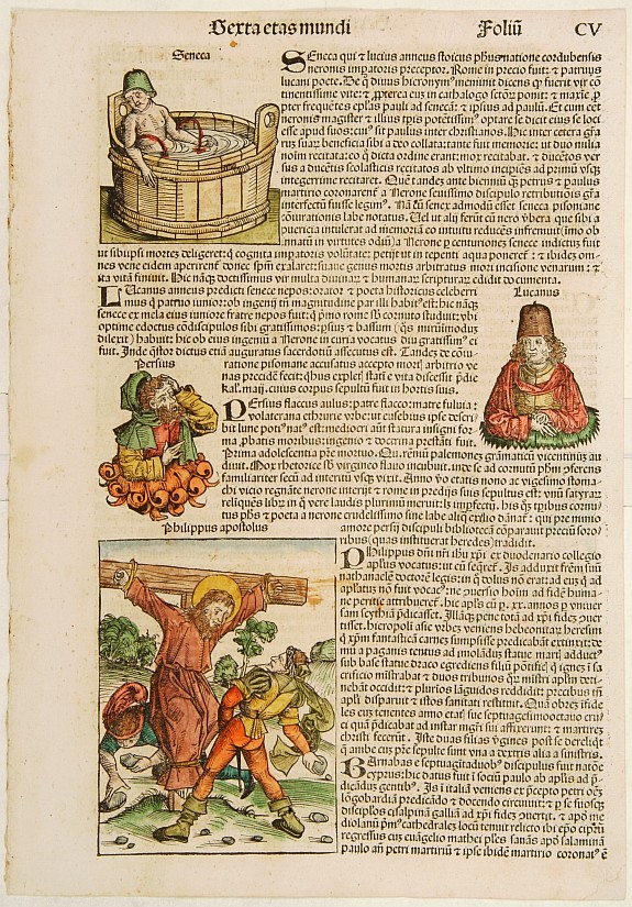 SCHEDEL, H., Sexta Etas Mundi. Folio CV., antique map, old maps