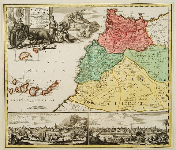 HOMANN HEIRS., Statuum Marocca Norum., antique map, old maps