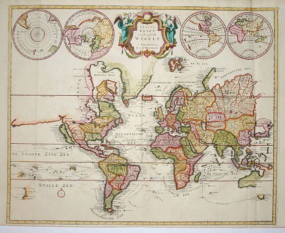 WETSEIN, Platte Kaart van de geheele Werelt., antique map, old maps