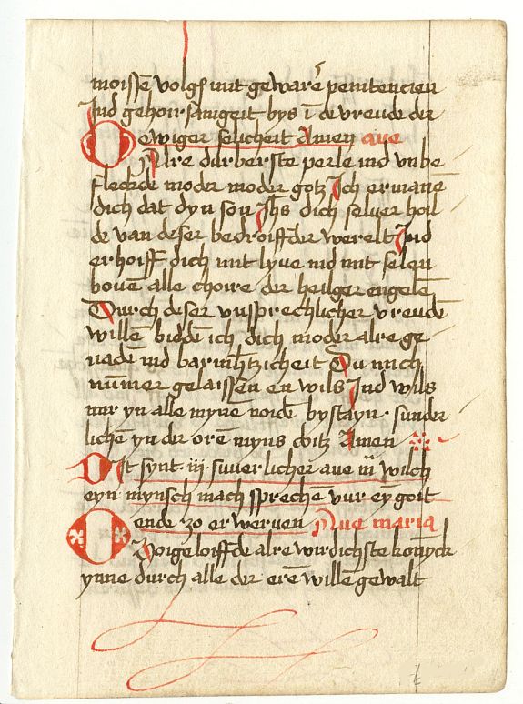 BOOK OF HOURS, Leaf on paper from a manuscript Book of Hours., antique map, old maps
