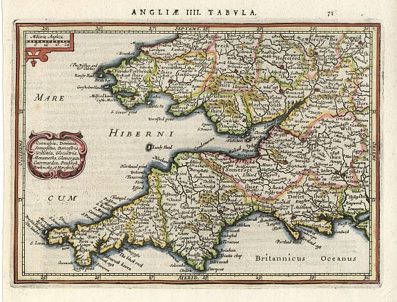 MERCATOR,G./ HONDIUS,J., Cornubia, Devonia,.., antique map, old maps