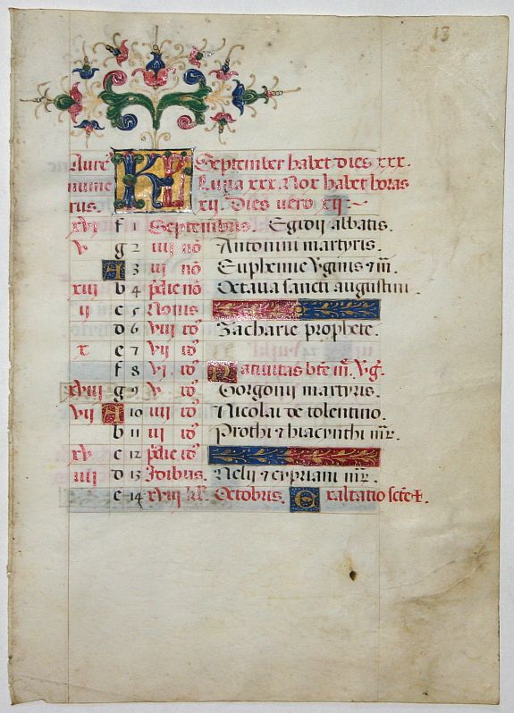 BOOK OF HOURS, Leaf on vellum from an Italian manuscript Book of Hours., antique map, old maps