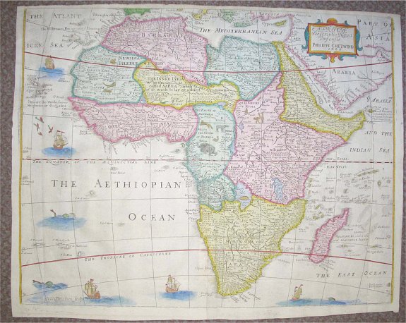Philippe Chetwind, Africae Descriptio Nova Impensis., antique map, old maps