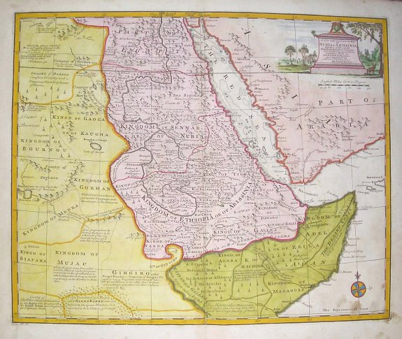 BOWEN, E, A New and Accurate Map of Nubia...., antique map, old maps
