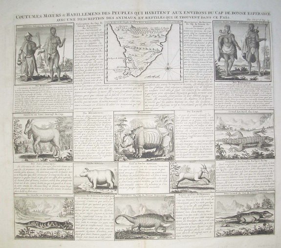 CHATELAIN, H, Coutumes, Moeurs et Habillemens des Peuples qui Habitent aux Environs du Cap de Bonne Esperance.., antique map, old maps