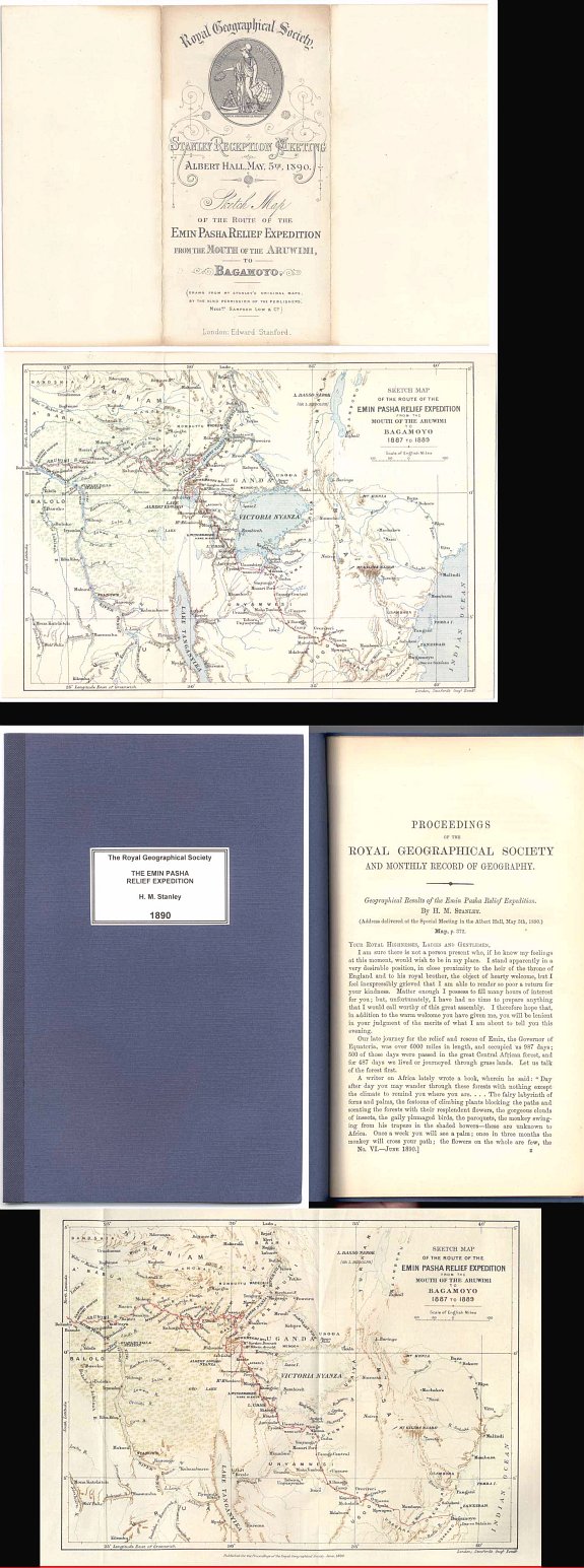 STANFORD, Sketch Map of the Route of the Emin Pasha Relief Expedition, antique map, old maps