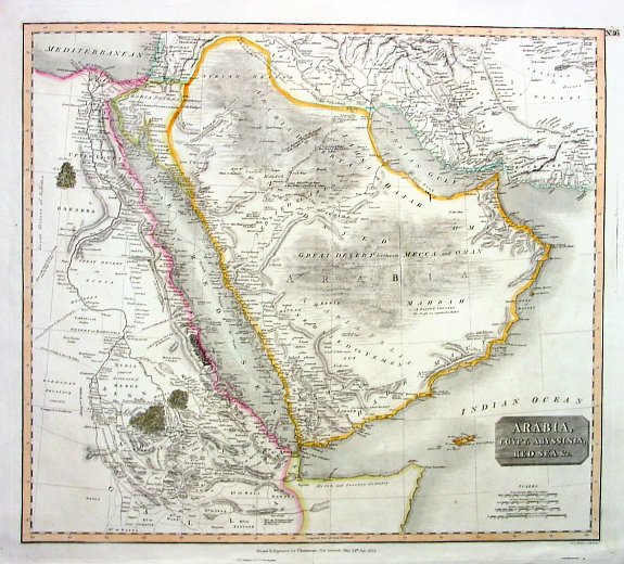 THOMSON, J., Arabia, Egypt, Abyssinia, Red Sea &c., antique map, old maps