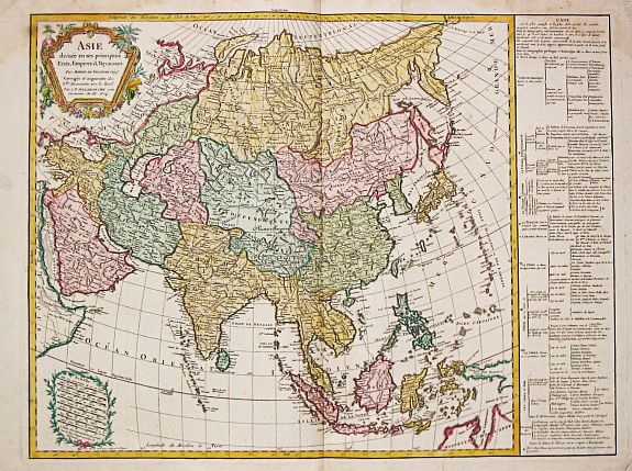 Delamarche, C.F./ D. Robert de Vaugondy., Asie divisee en ses principeaux Etats Empires & Royaumes., antique map, old maps