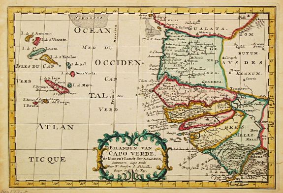Sanson, N., D' Eilanden van Capo Verde, de kust en 't landt der Negeren., antique map, old maps