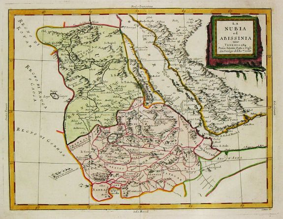 Zatta, A., La Nubia et Abissinia., antique map, old maps