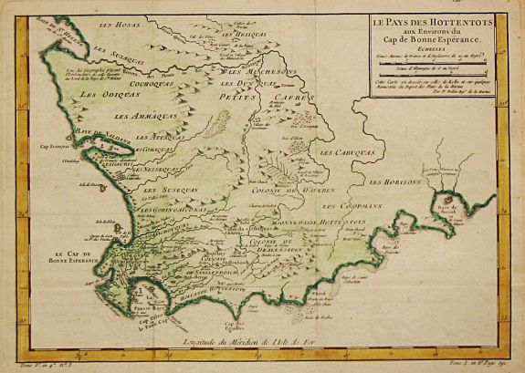 Bellin, J.N., Le Pays des Hottentots., antique map, old maps